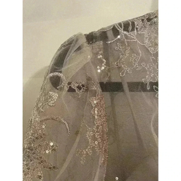 Mac Duggal Midi Dress 10 Beaded Crew Neck Illusion Long Sleeve Pink Rose $598 - Picture 12 of 16